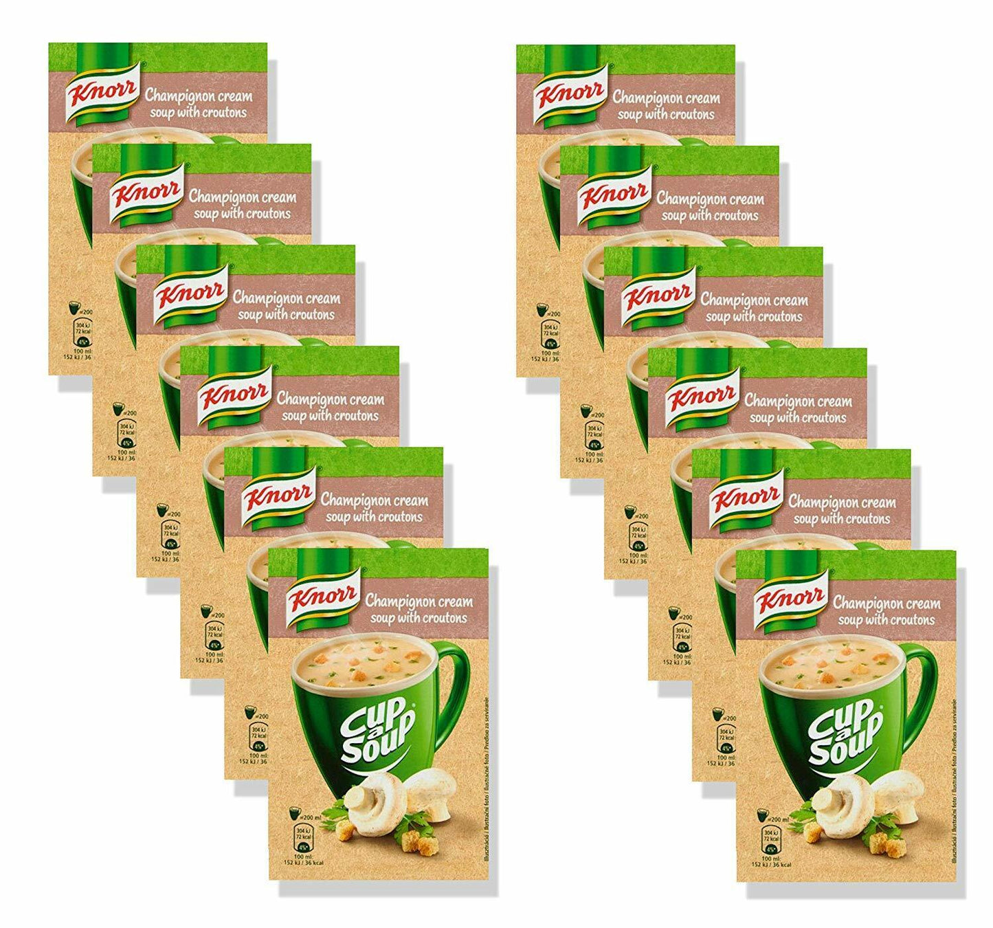 12 KNORR Instant Soup Champignon Flavor Quick Preparation Sachets