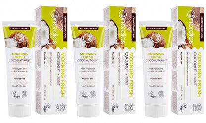 3 NORDICS MORNING FRESH Coconut & Mint Natural Toothpaste 75ml 2.54fl. oz