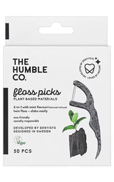 3 HUMBLE Mint Charcoal Floss Picks Toothpicks Dental Floss 50pcs per pack