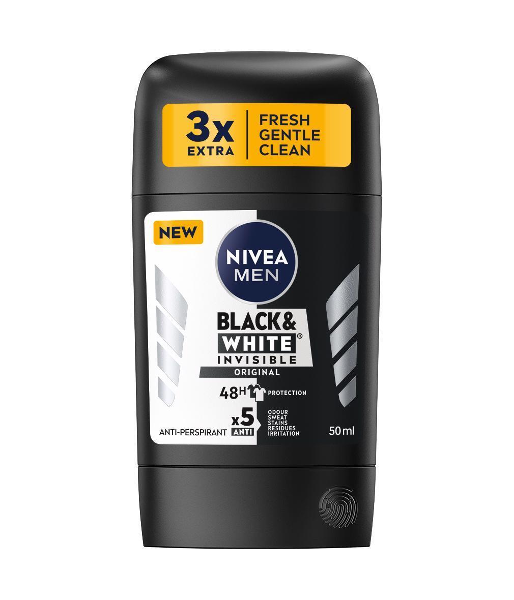 NIVEA MEN Antiperspirant Deodorant Solid Stick Black & White Invisible Fresh