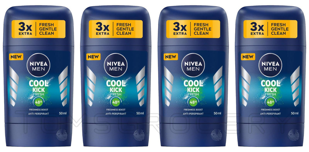 4 NIVEA MEN COOL KICK Antiperspirant 48h Protection Freshness Boost Sticks