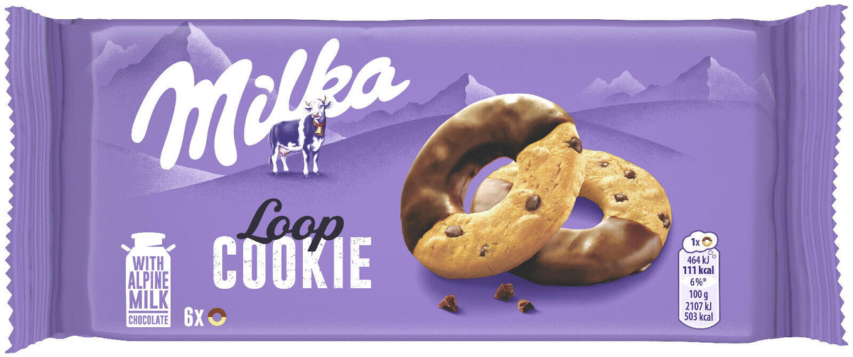 Cookies Loop MILKA COOKIE LOOP Cookies with Alpine Milk Chocolate Sweets Snacks 132 ...