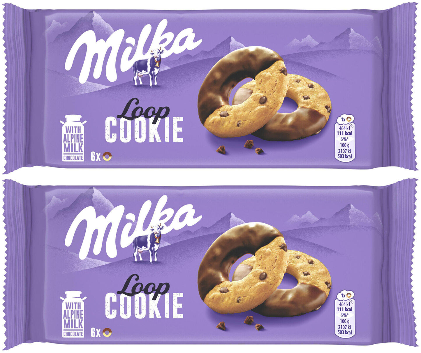 2 MILKA COOKIE LOOP Cookies with Alpine Milk Chocolate Sweets Snacks 132g 4.6oz