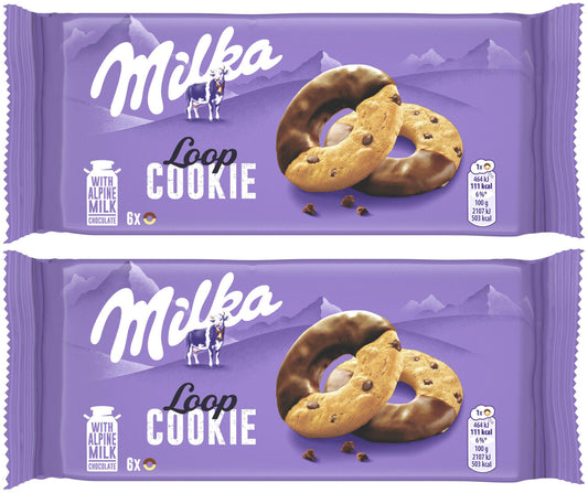 2 MILKA COOKIE LOOP Cookies with Alpine Milk Chocolate Sweets Snacks 132g 4.6oz