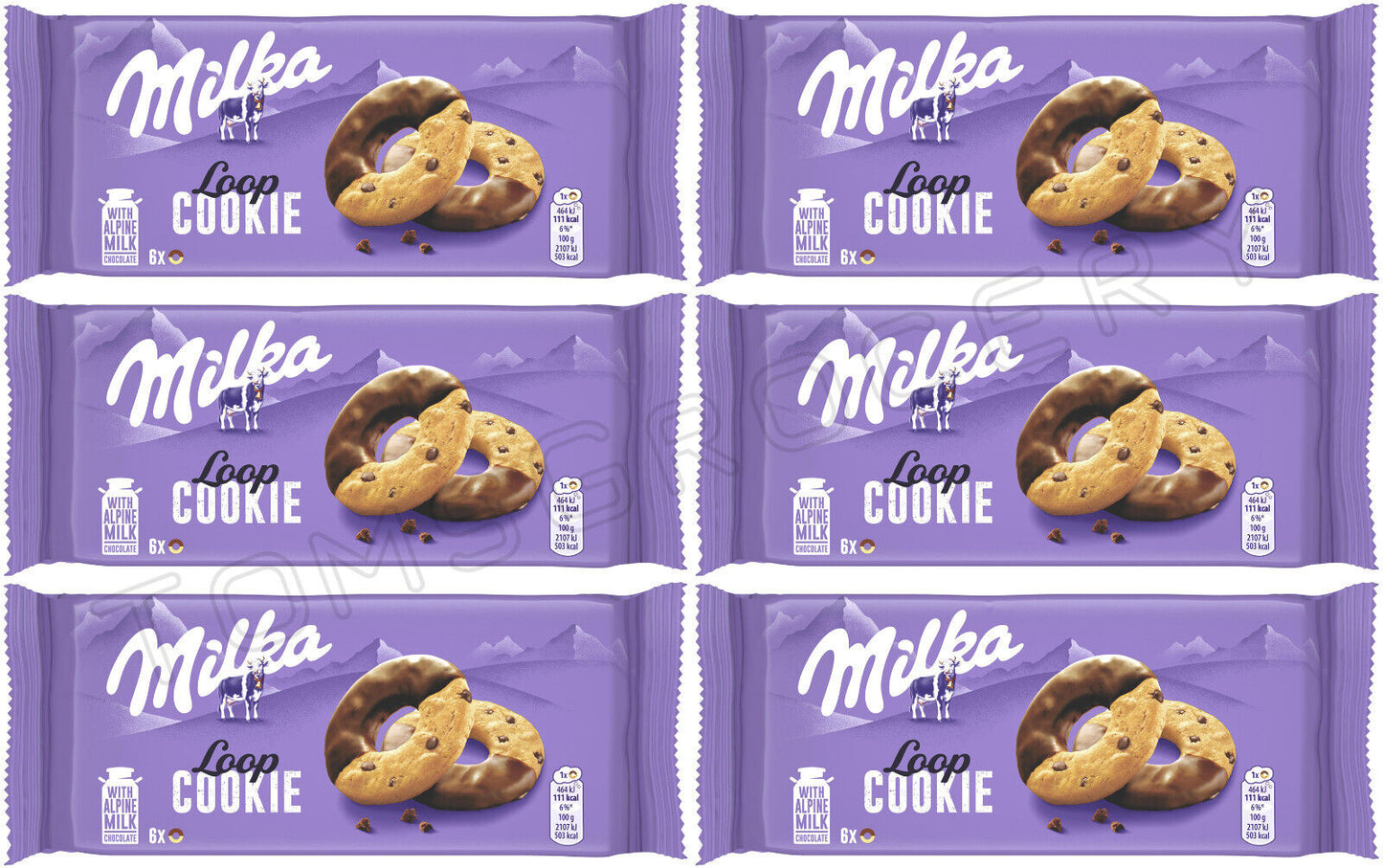 6 MILKA COOKIE LOOP Cookies with Alpine Milk Chocolate Sweets Snacks 132g 4.6oz