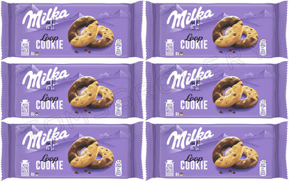 6 MILKA COOKIE LOOP Cookies with Alpine Milk Chocolate Sweets Snacks 132g 4.6oz