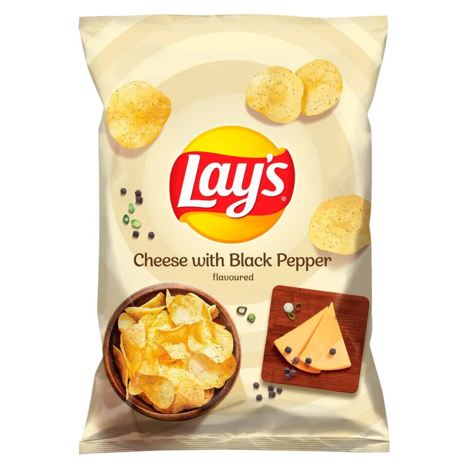 5 LAYS Cheese with Black Pepper Flavor Potato Chips Crisps Snacks 130g 4.6oz