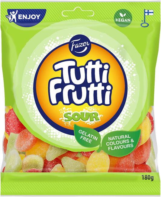 FAZER TUTTI FRUTTI Sour Fruit Flavor Gummy Candy Party Sweets 180g 6.3oz