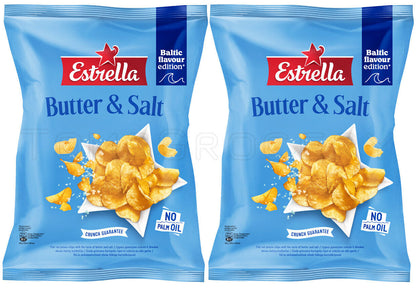 2 ESTRELLA Butter & Salt Flavor Potato Chips European Snacks Crisps NEW 170g 6oz