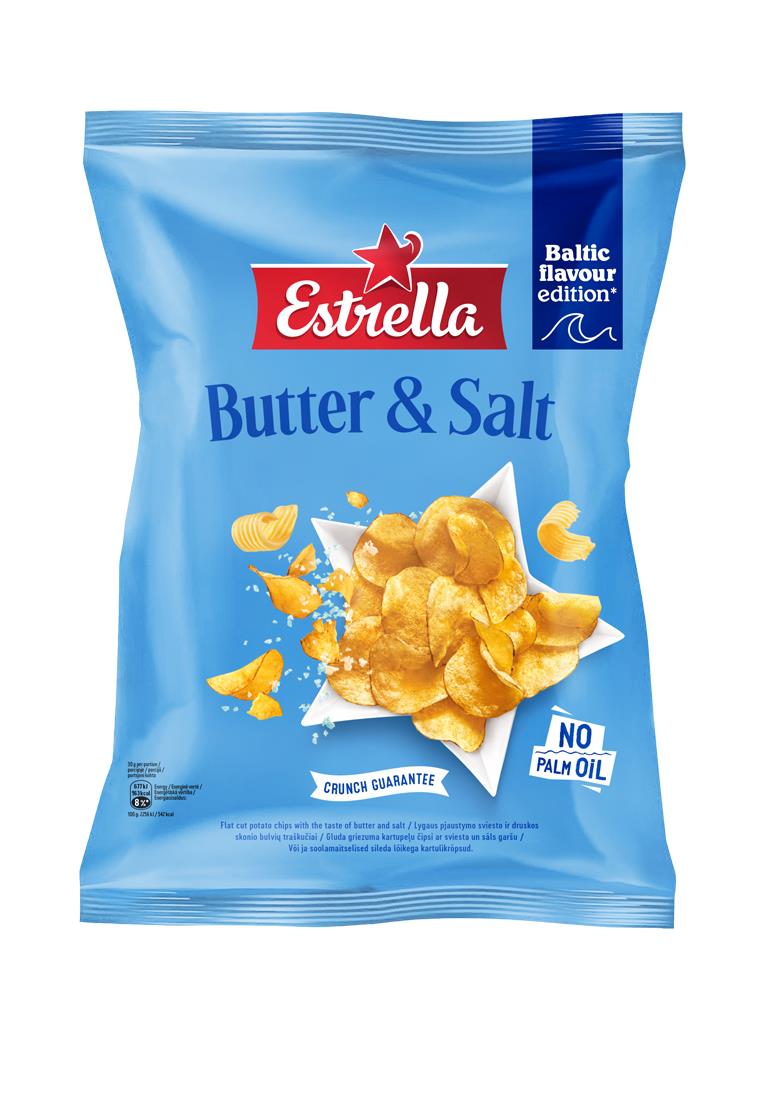 2 ESTRELLA Butter & Salt Flavor Potato Chips European Snacks Crisps NEW 170g 6oz