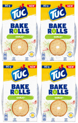 4 TUC BAKE ROLLS Garlic Flavor Oven Baked Bread Bites Snacks 80g 2.8oz