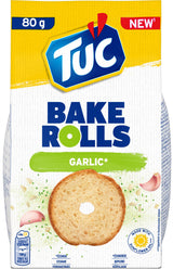 4 TUC BAKE ROLLS Garlic Flavor Oven Baked Bread Bites Snacks 80g 2.8oz