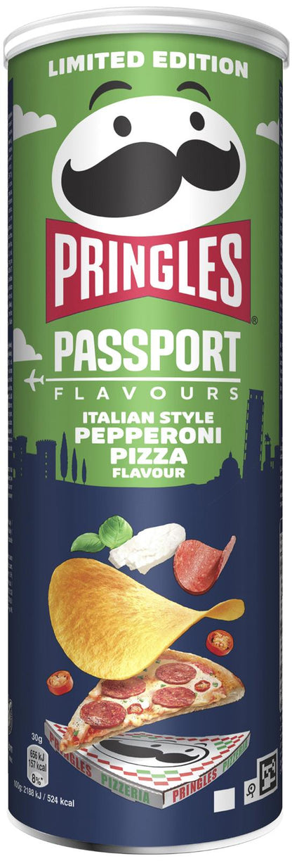 PRINGLES PASSPORT PEPPERONI PIZZA Flavor Potato Chips Snacks 165g 5.8oz