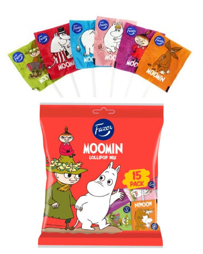 6 FAZER MOOMIN Lollipop Mix Fruit Flavor Assorted Party Sweets Candy 120g 4.2oz