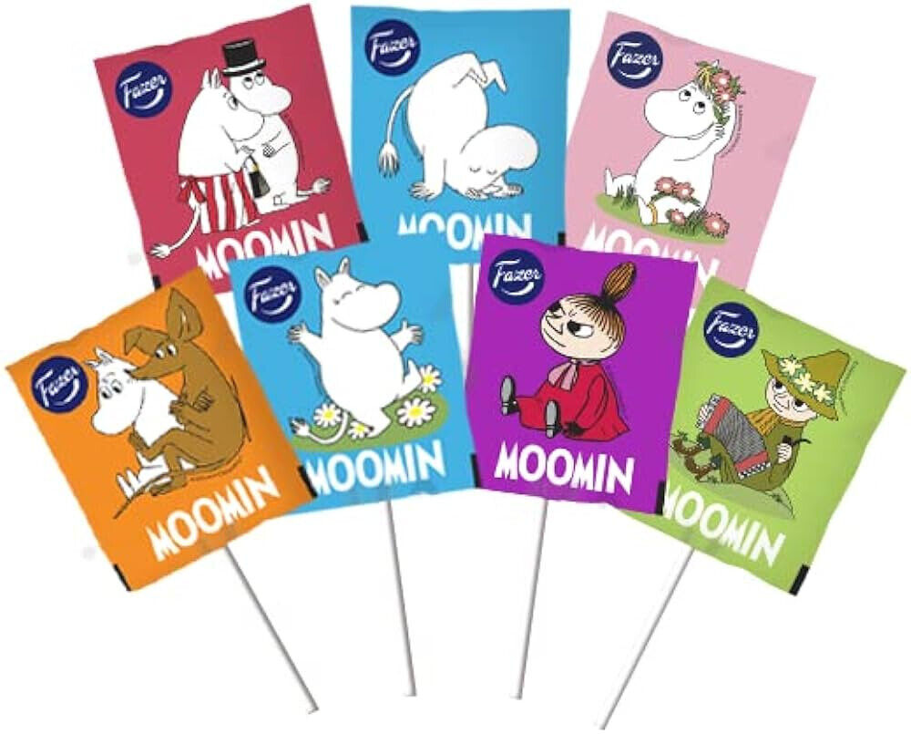 6 FAZER MOOMIN Lollipop Mix Fruit Flavor Assorted Party Sweets Candy 120g 4.2oz