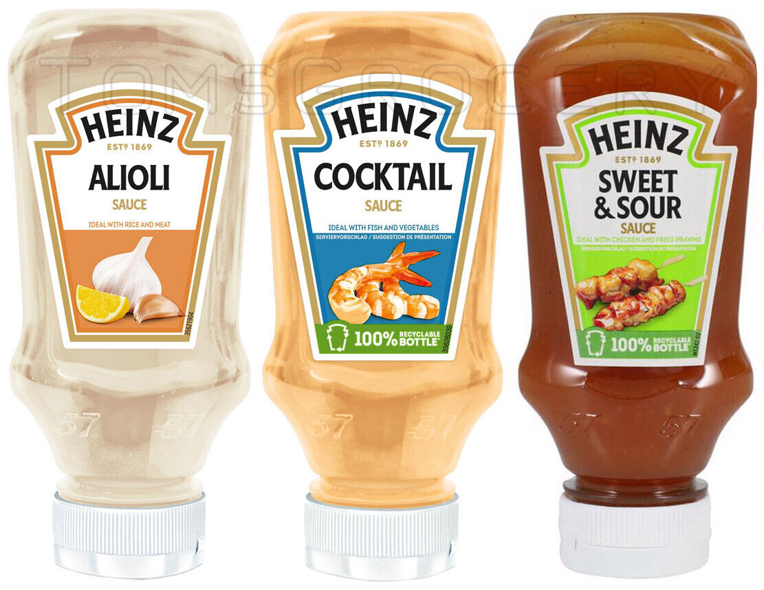 3 HEINZ Alioli, Cocktail, Sweet & Sour Sauce Bundle Bottles