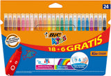 2 PACKS BIC Kids 24 Ultra Washable Vivid Colors Coloring Felt Pens Kid Couleur