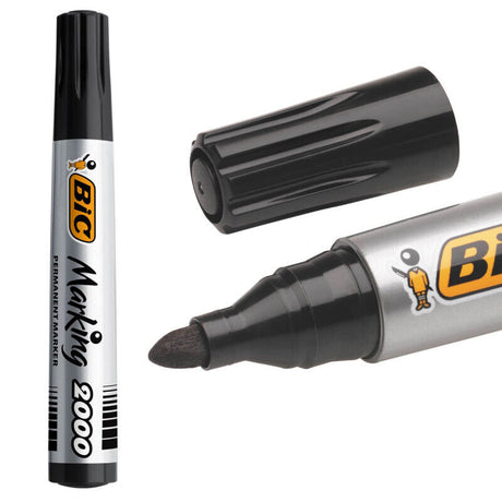 3 BIC MARKING 2000 Black Color Universal Permanent Marker Pens Made in France