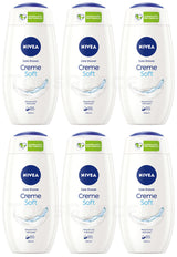 6 NIVEA CREME SOFT Care Shower Cream with Almond Oil & Mild Scent Bottles 250ml