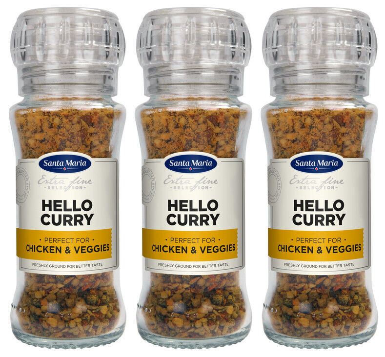 3 SANTA MARIA HELLO CURRY Spice Mix Grinder For Chicken and Vegetables 70g 2.4oz