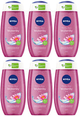 6 NIVEA Waterlily & Oil Caring & Refreshing Shower Gel Bottles 250ml 8.45 fl. oz