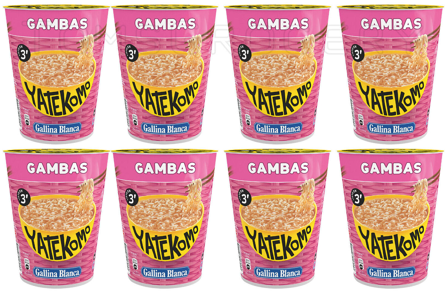 8 GALLINA BLANCA YATEKOMO Gambas Prawn Flavor Instant Noodle Maal Buckets 60g