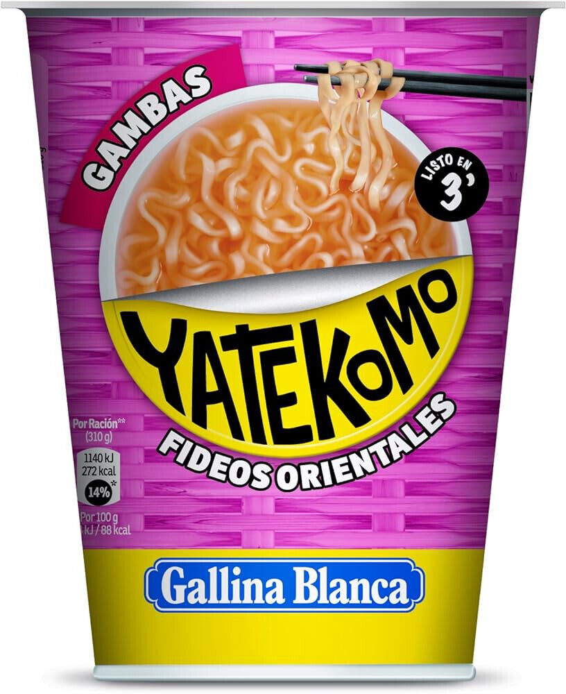 8 GALLINA BLANCA YATEKOMO Gambas Prawn Flavor Instant Noodle Maal Buckets 60g