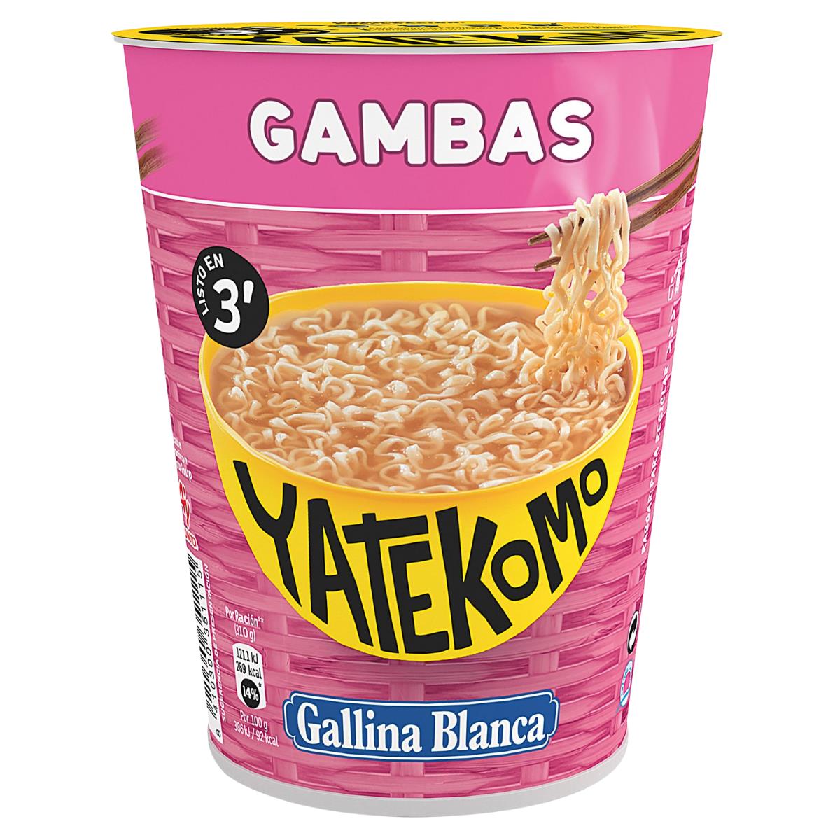 8 GALLINA BLANCA YATEKOMO Gambas Prawn Flavor Instant Noodle Maal Buckets 60g