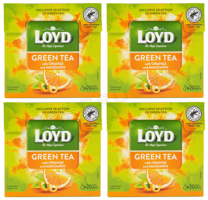 4 LOYD MANDARIN & ORANGE Flavored Green Tea Infusion (80 servings total)