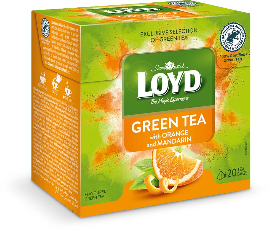 4 LOYD MANDARIN & ORANGE Flavored Green Tea Infusion (80 servings total)