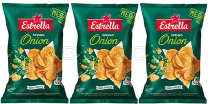 3 ESTRELLA SPRING ONION Flavor Potato Chips Crisps Snacks Big Packs 250g 8.8oz