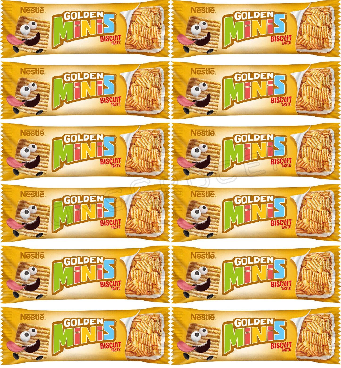 12 GOLDEN MINIS Biscuit Taste Breakfast Cereal Bars Snacks Sweets 25g 0.88oz