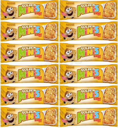 12 GOLDEN MINIS Biscuit Taste Breakfast Cereal Bars Snacks Sweets 25g 0.88oz