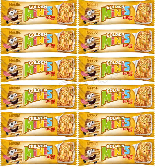 12 GOLDEN MINIS Biscuit Taste Breakfast Cereal Bars Snacks Sweets 25g 0.88oz