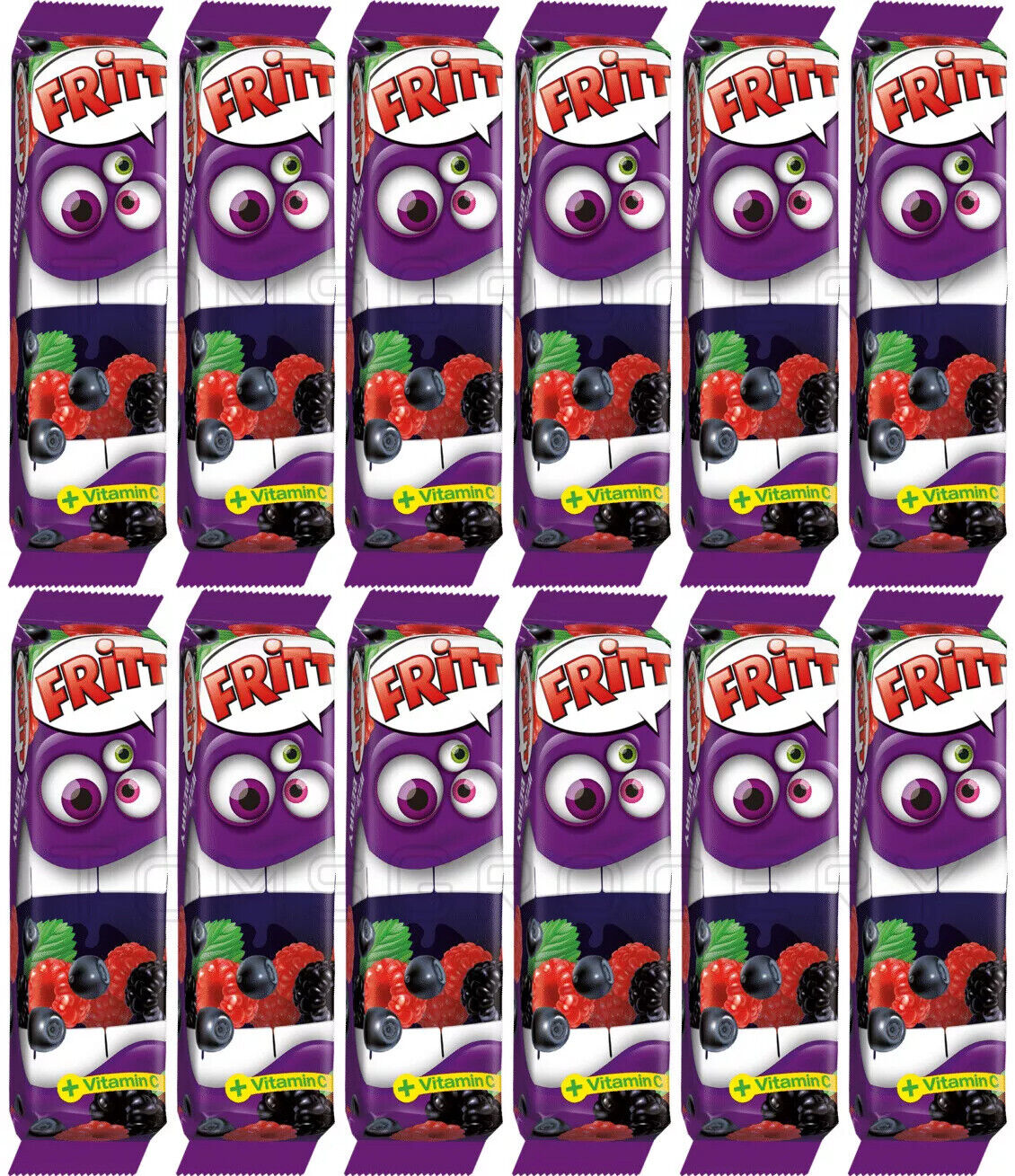 12 FRITT WILD BERRY Flavor German Chewy Candy Packs with Vitamin C 70g 2.5oz