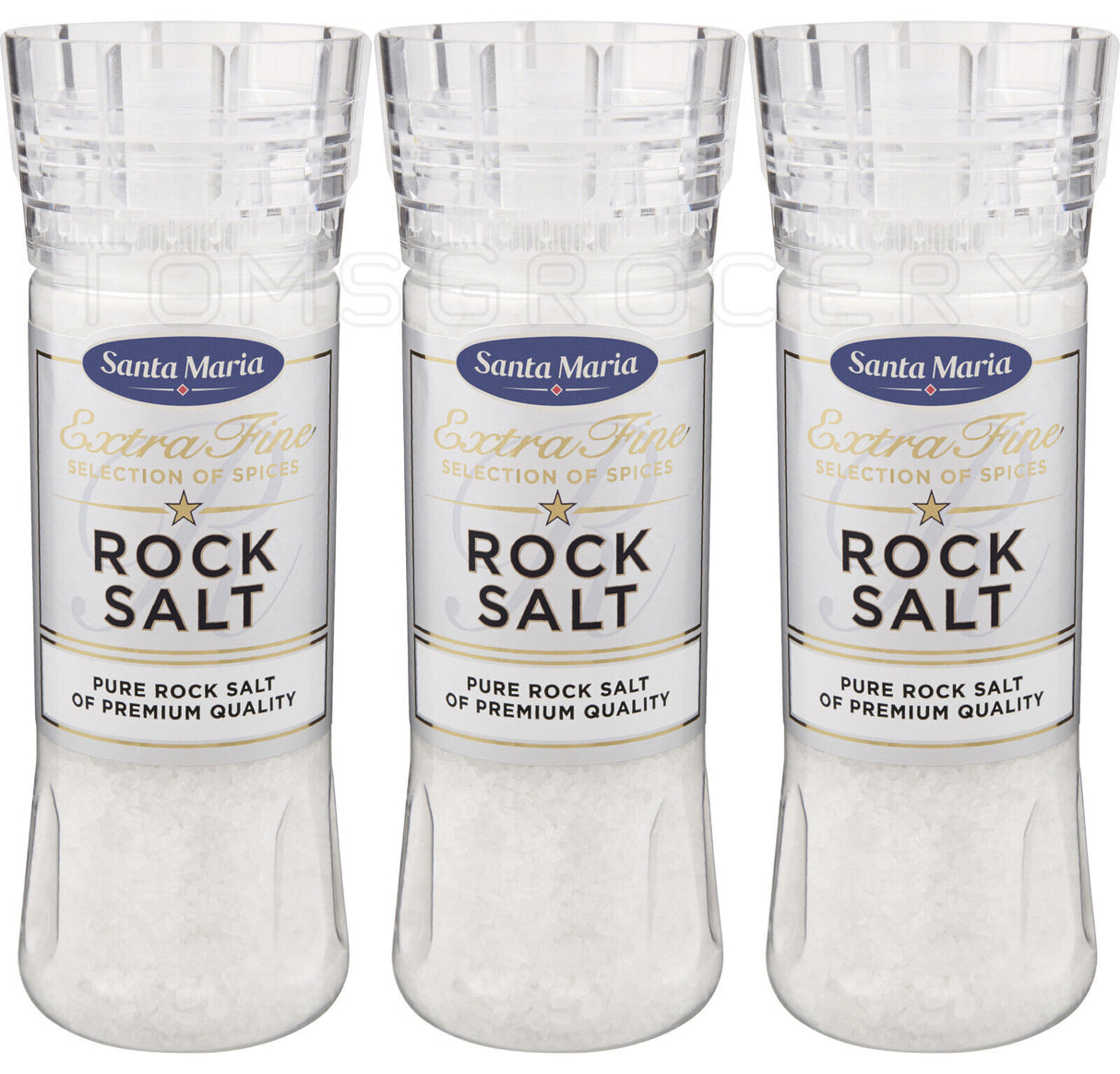3 SANTA MARIA PURE ROCK SALT Premium Quality Large Grinders 455g 16oz