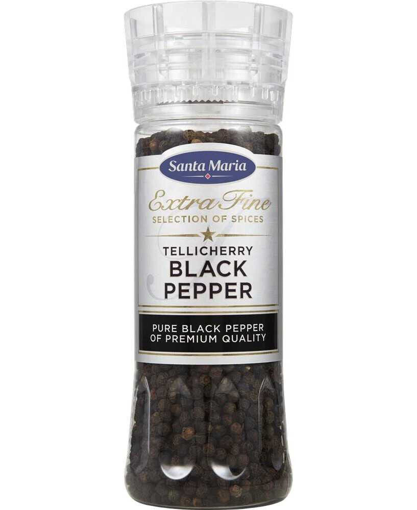 2 SANTA MARIA TELLICHERRY BLACK PEPPER Premium Quality XXL Grinders 210g 7.4oz