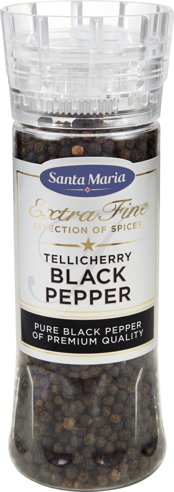 2 SANTA MARIA TELLICHERRY BLACK PEPPER Premium Quality XXL Grinders 210g 7.4oz