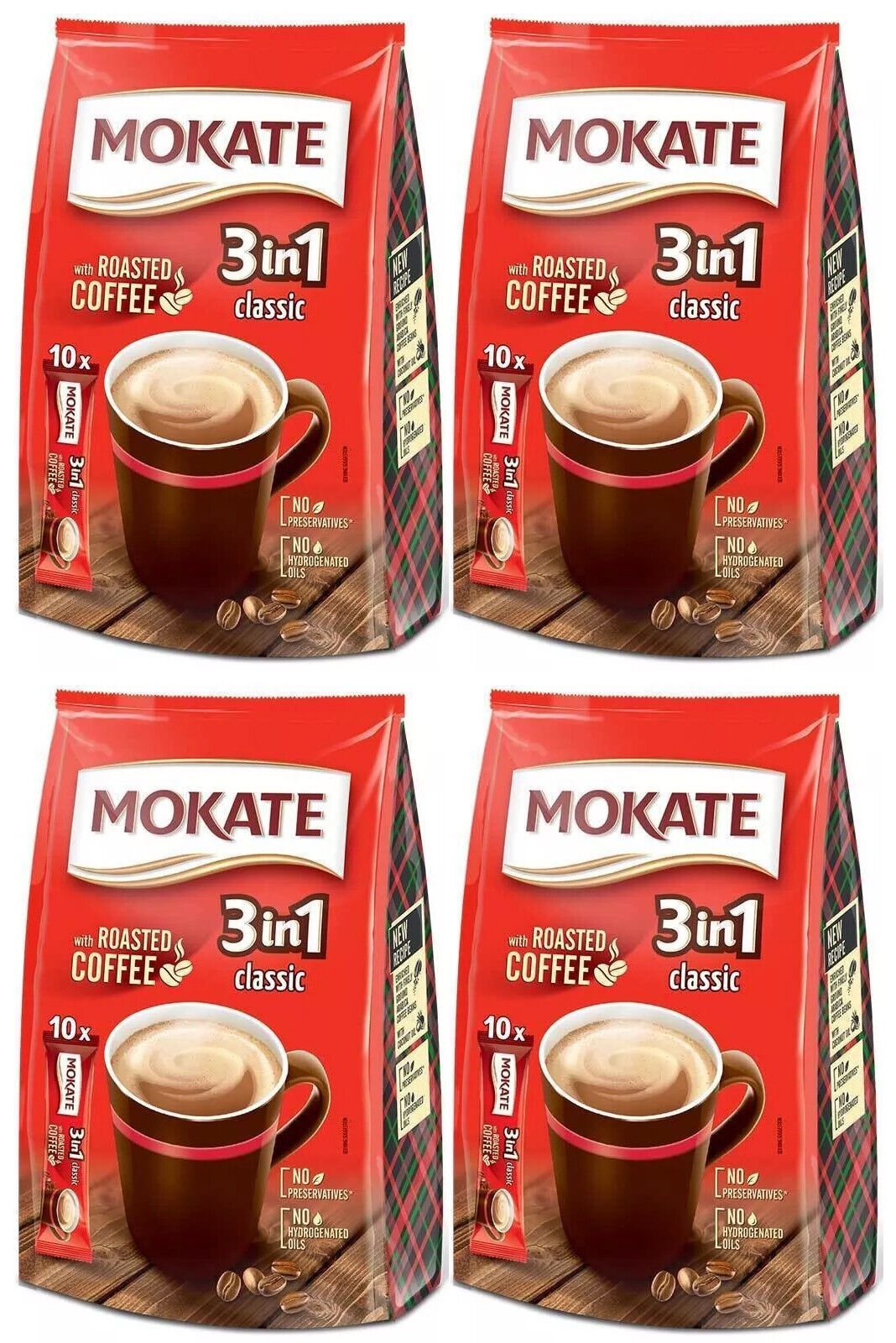 4 MOKATE CLASSIC 3in1 Instant Coffee Bags with Roasted Coffee 170g 6oz