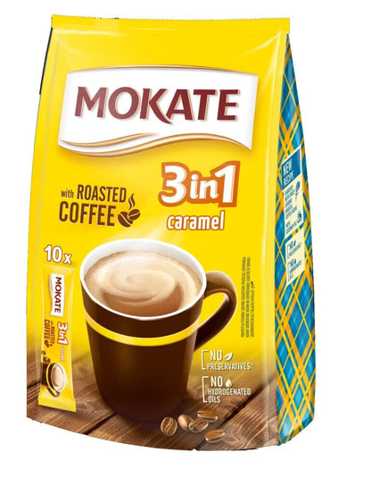 MOKATE 3in1 CARAMEL Instant Coffee 10 Sachets Bag with Roasted Coffee 170g 6oz