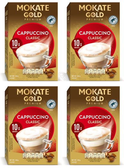 4 MOKATE GOLD PREMIUM CAPPUCCINO Classic Instant Coffee Drink Boxes 140g 5oz