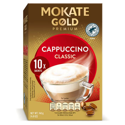 4 MOKATE GOLD PREMIUM CAPPUCCINO Classic Instant Coffee Drink Boxes 140g 5oz