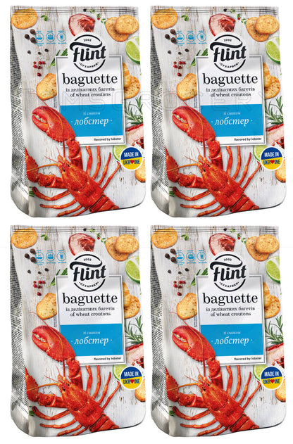 4 FLINT BAGUETTE LOBSTER Flavor Baked Bread Crisps Beer Snacks 90g 3.1oz