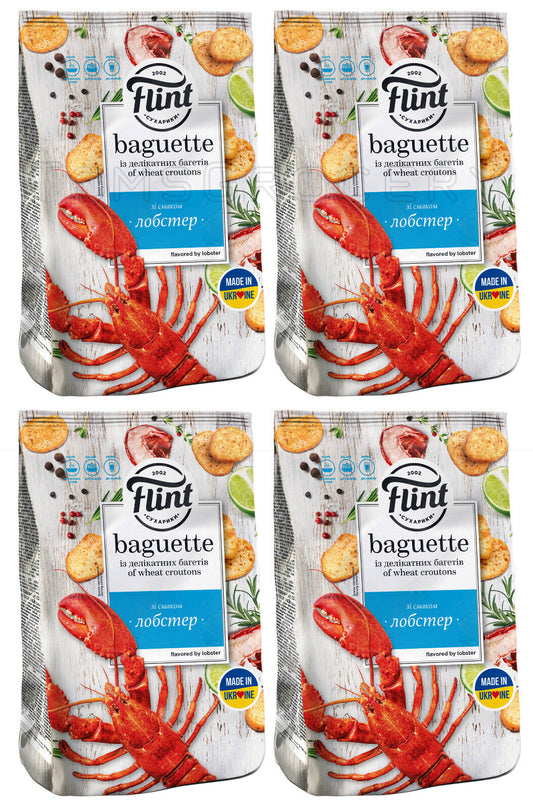 4 FLINT BAGUETTE LOBSTER Flavor Baked Bread Crisps Beer Snacks 90g 3.1oz