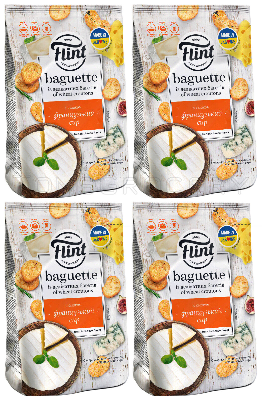 4 FLINT BAGUETTE FRENCH CHEESE Flavor Baked Bread Crisps Beer Snacks 90g 3.1oz