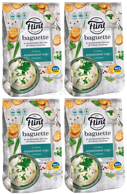 4 FLINT BAGUETTE SOUR CREAM & HERBS Flavor Baked Bread Crisps Snacks 90g 3.1oz