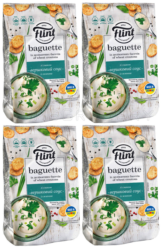 4 FLINT BAGUETTE SOUR CREAM & HERBS Flavor Baked Bread Crisps Snacks 90g 3.1oz