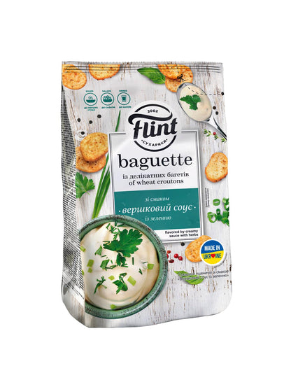 4 FLINT BAGUETTE SOUR CREAM & HERBS Flavor Baked Bread Crisps Snacks 90g 3.1oz