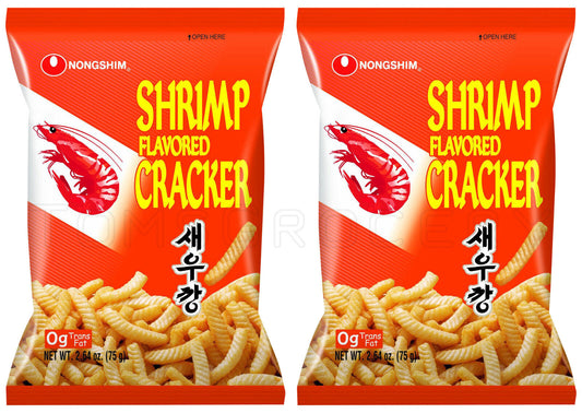 2 BAGS SHRIMP FLAVORED CRACKERS Asian Chips Snacks Treats Nongshim 75g 2.64oz