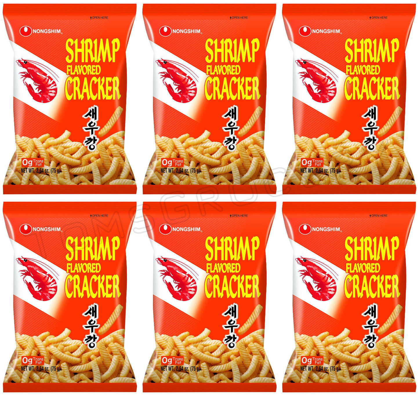 6 BAGS SHRIMP FLAVORED CRACKERS Asian Chips Snacks Treats Nongshim 75g 2.64oz